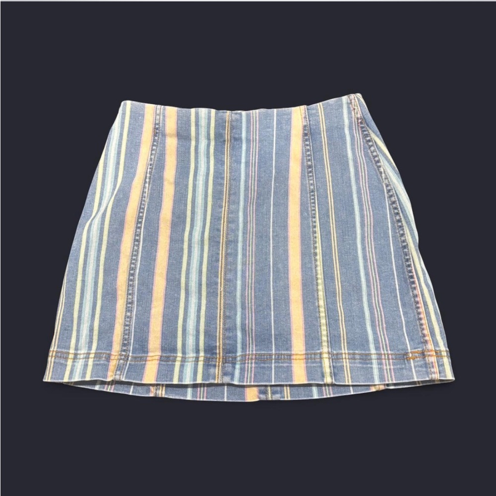 Wild Fable Striped Denim Mini Skirt Pastel Rainbow Colors Size 6